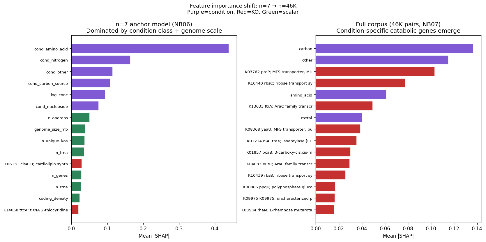 SHAP comparison n=7 vs full corpus
